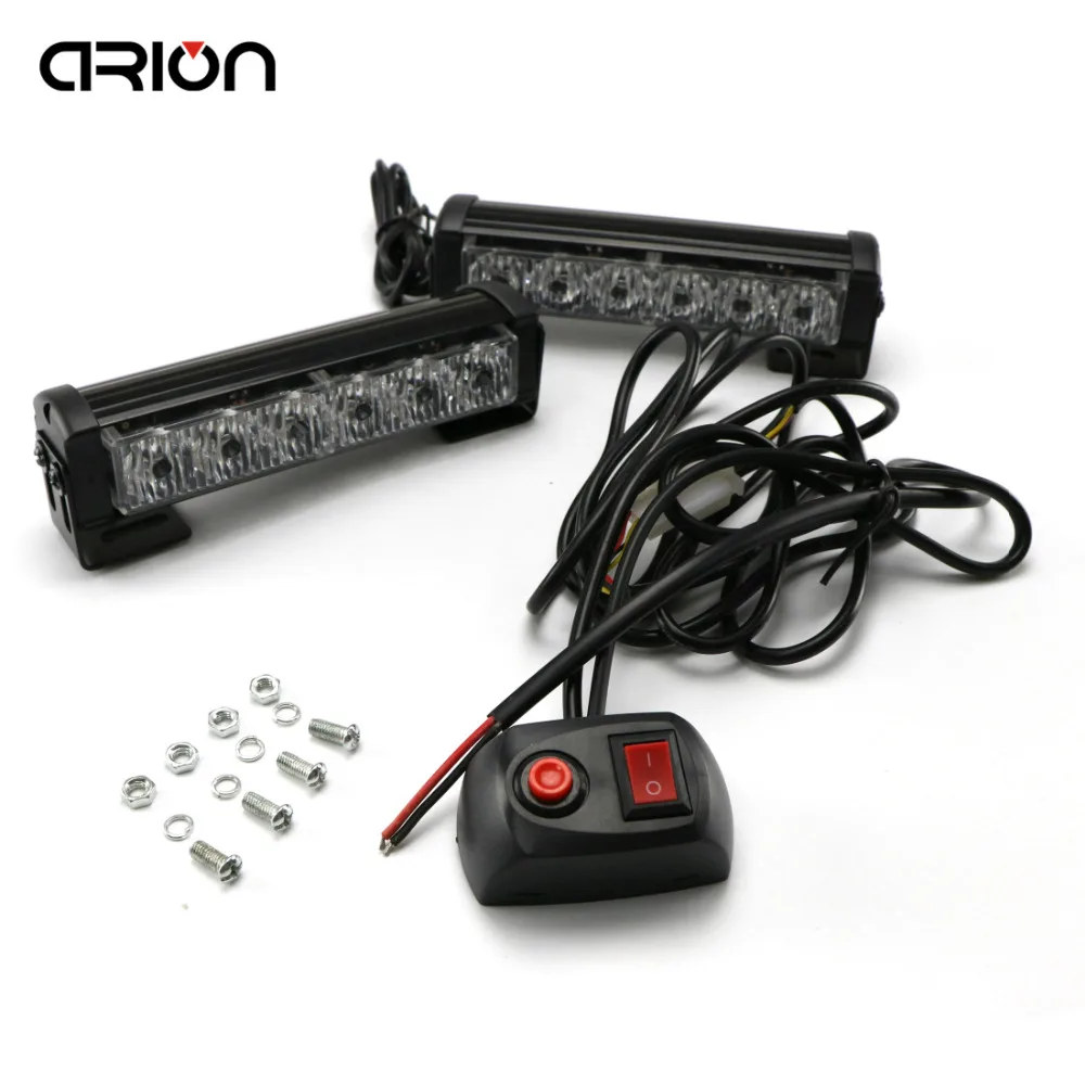 

CIRON 12 LED Strobe Flash Warning Car Light Bar Styling Fireman Police Emergency Multiple Modes Work Lamps Amber White Red Blue