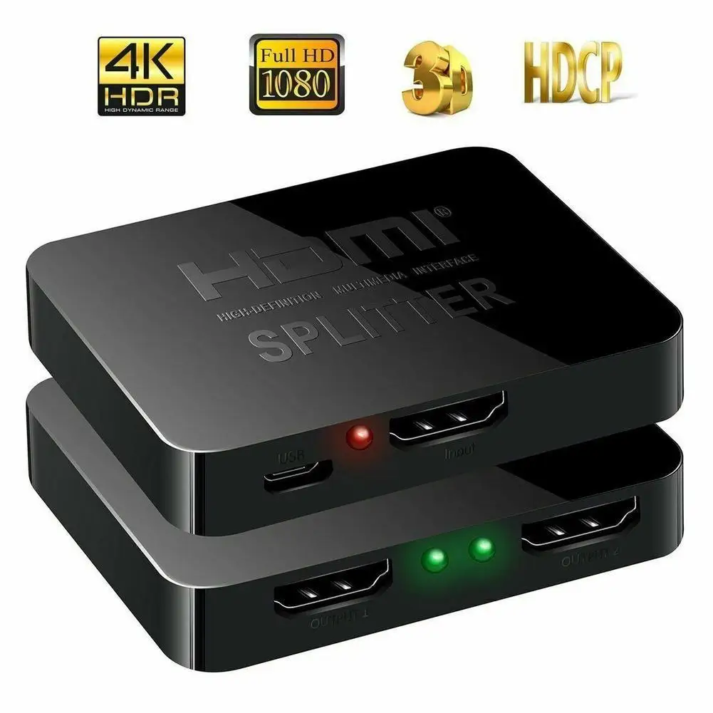 

New HDMI 1 in 2 out 1080p 4K 1x2 HDCP Stripper 3D Splitter Power Signal Amplifier 4K HDMI Splitter For HDTV DVD PS3 Xbox