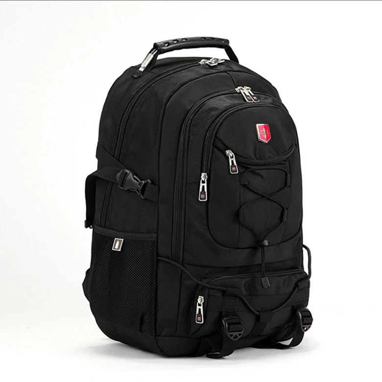Абсолютно Швейцарский водонепроницаемый Оксфорд рюкзак мужской многофункциональный большой емкости Повседневная сумка для компьютера женские модные дорожные рюкзаки - Цвет: Black