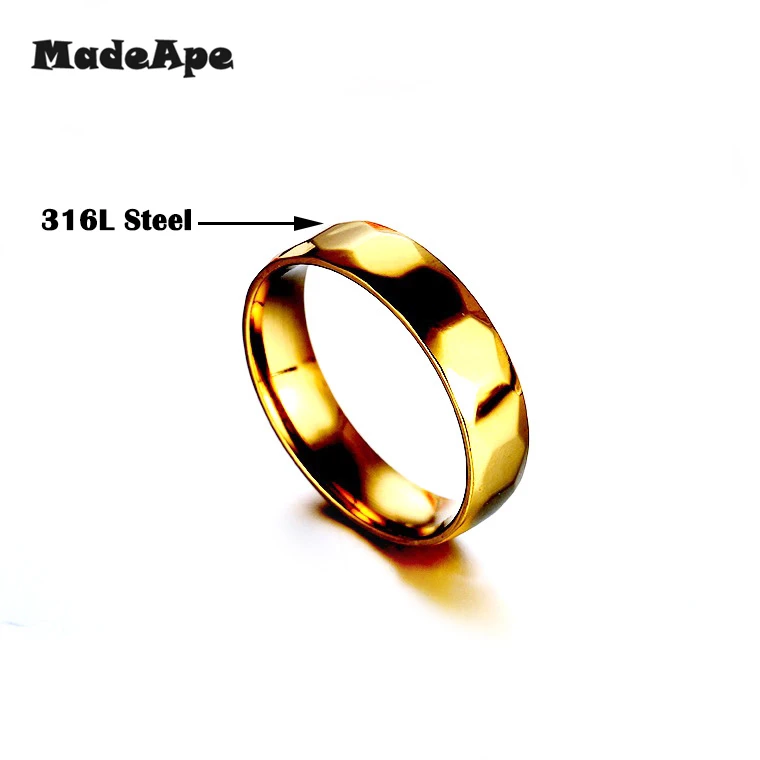 MadApe Promotion Gold Color Ring Wedding Rings For Women Stainless Steel Couple Jewelry