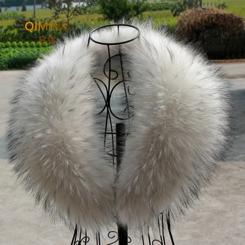 Natural Raccoon Fur Collar Scarf Fur Collar For Hood Real Fur Collar Scarves Custom Made Winter Fur Scarf Warmer Pashmina