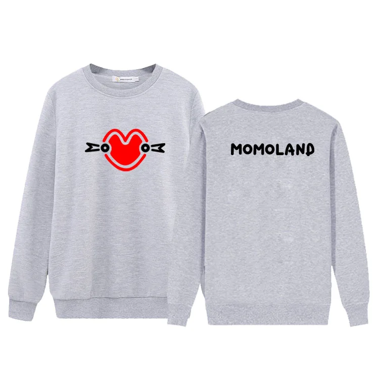 2 Новое поступление kpop momoland концерт такой же с принтом в виде сердца Круглая горловина пуловер с капюшоном Мода «унисекс»; Симпатичные тонкие свободные sweatshrit - Цвет: 2