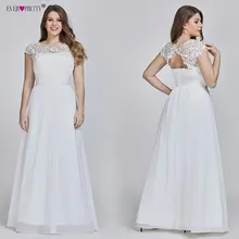 Ever Pretty размера плюс элегантные шифоновые кружевные аппликации А-силуэта белые свадебные платья для женщин Свадебное платье Vestido De Noiva