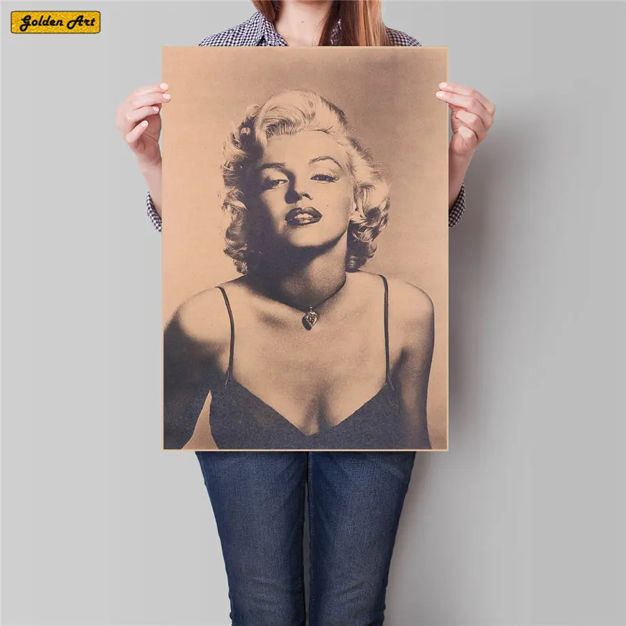Monroe суперзвезда винтажная Наклейка на стену постер из крафт бумаги античный бар