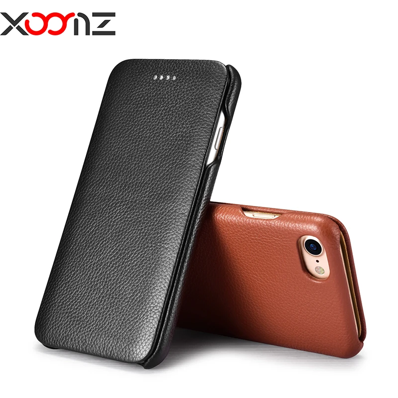 

Luxury Genuine Leather Wallet Case For iphone 7 Case 7 plus Phone Pouch Litchi Pattern Flip Cover For iphone 8 8plus Shell