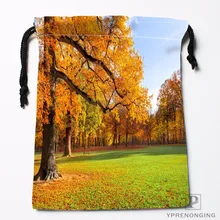 Custom Autumn Nature Trees Falling Drawstring Bags Travel Storage Mini Pouch Swim Hiking Toy Bag Size 18x22cm#0412-04-01