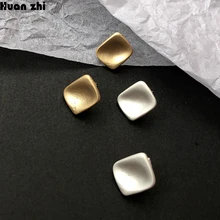 HUANZHI, Корея, Ретро стиль, S925 серебро, булавка, матовый металл, золото, вогнутая, квадратные серьги-гвоздики для женщин, мужчин, вечерние, ювелирные изделия