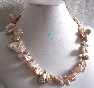 

Jewelr 005939 15-20mm Peach Pink Lavender Bawa Single Row Freshwater Pearl Necklace