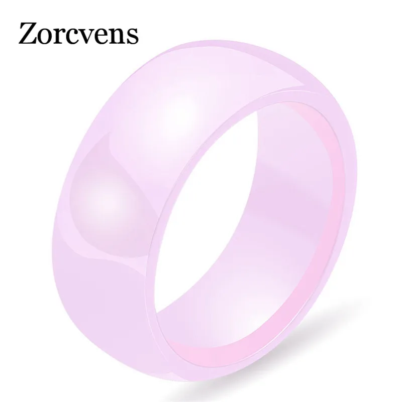 

ZORCVENS 8mm Pink White Black color Ceramic Rings Space Colorful Ceramic Women Ring Simple Tail Ring For Men Women Wholesale
