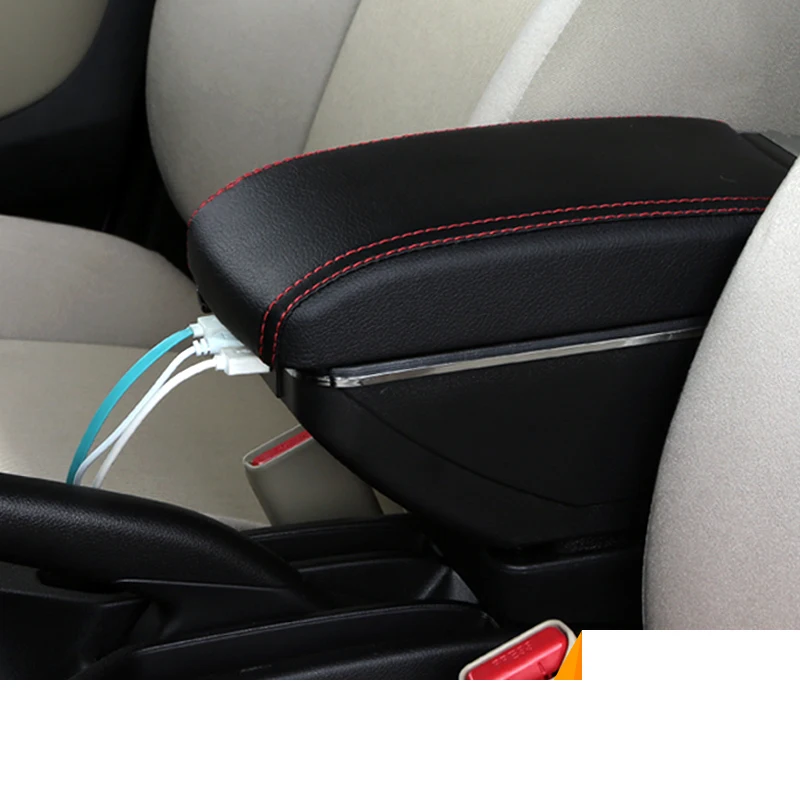 

free shipping Car Armrest Central Store Content Storage Box with USB For honda fit 2002-2010 2016 2017 2015 2014 2013 2012 2011