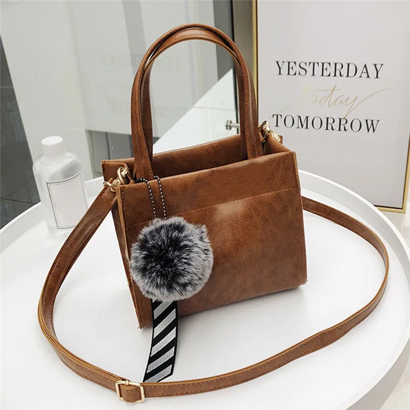 Maison Fabre Women Fashion Leather Hairball Handbag Shoulder Bag Casual Tote Bag Crossbody Bag Drop shipping        X0828#3014