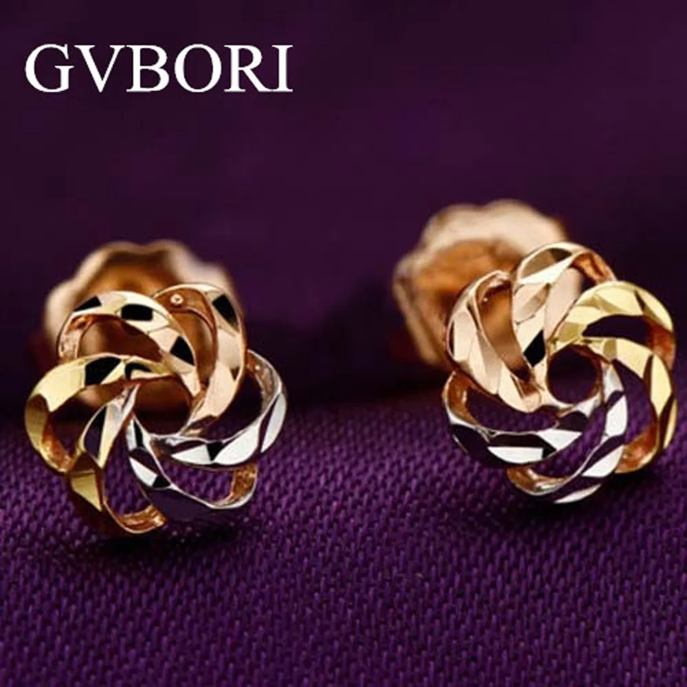 Женские серьги в виде цветка однотонные золотистые 18 К 1 г 3 цвета|earrings designer|earrings