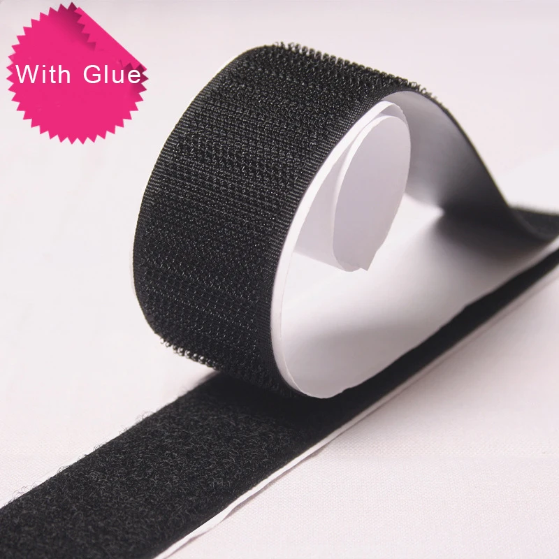 

30/38/50/100mm 5meters Black White Hook Loop Fastener Magic Sticker Self Adhesive Hooks Loops Disk Strip Tape With Glue