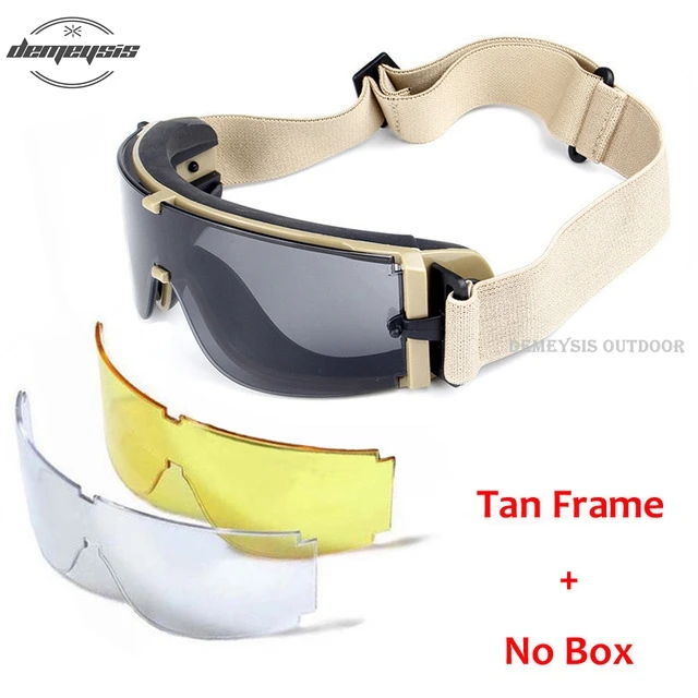 X800 военные очки 3 линзы тактические армейские солнцезащитные очки Пейнтбол страйкбол охотничьи боевые тактические очки - Цвет: no box  tan frame