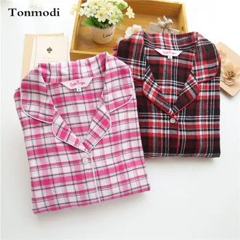 

Pajamas for women Flat cotton cloth Long Sleeve Long sleeves sleepwear pyjamas Set trousers Pajamas Plaid