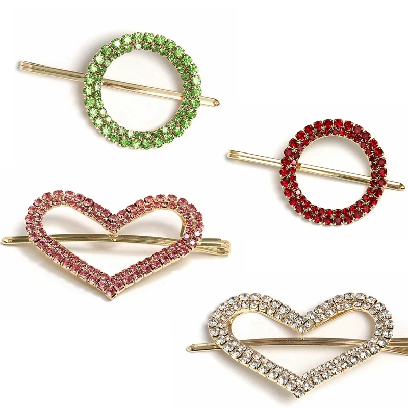 

Crystal Alloy Geometric Shiny Hair Clips For Women Korea Hair Accessories Rhinestone Hairpins Bows Flower Hairgirps Barrette