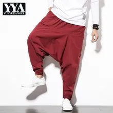 Новинка года, свободные мужские штаны-шаровары в стиле хип-хоп в винтажном стиле, большие размеры 5XL, хлопковые льняной эластичный корсаж, повседневные брюки