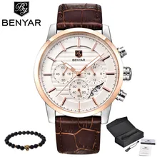 BENYAR Hommes Montre Top Marque De Luxe Quartz Montre Hommes Sport Mode Analogique Bracelet En Cuir Homme Montre-Bracelet Imperméable Horloge xfcs
