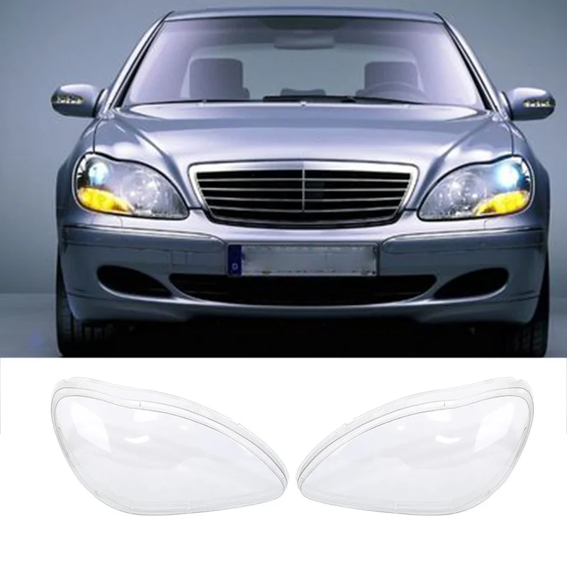 Acheter 1 paire de phare de voiture couvercle en verre avant phare lentille coque couvercle transparent automobile lumières abat jour pour Benz W220 1998 2005