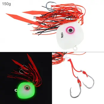 

150g High-quality Luminous Fishing Jig Lead Lure Silicone Skirts Jig Bait Lead Head with Lifelike Eyes for Sea / Boat Fishing