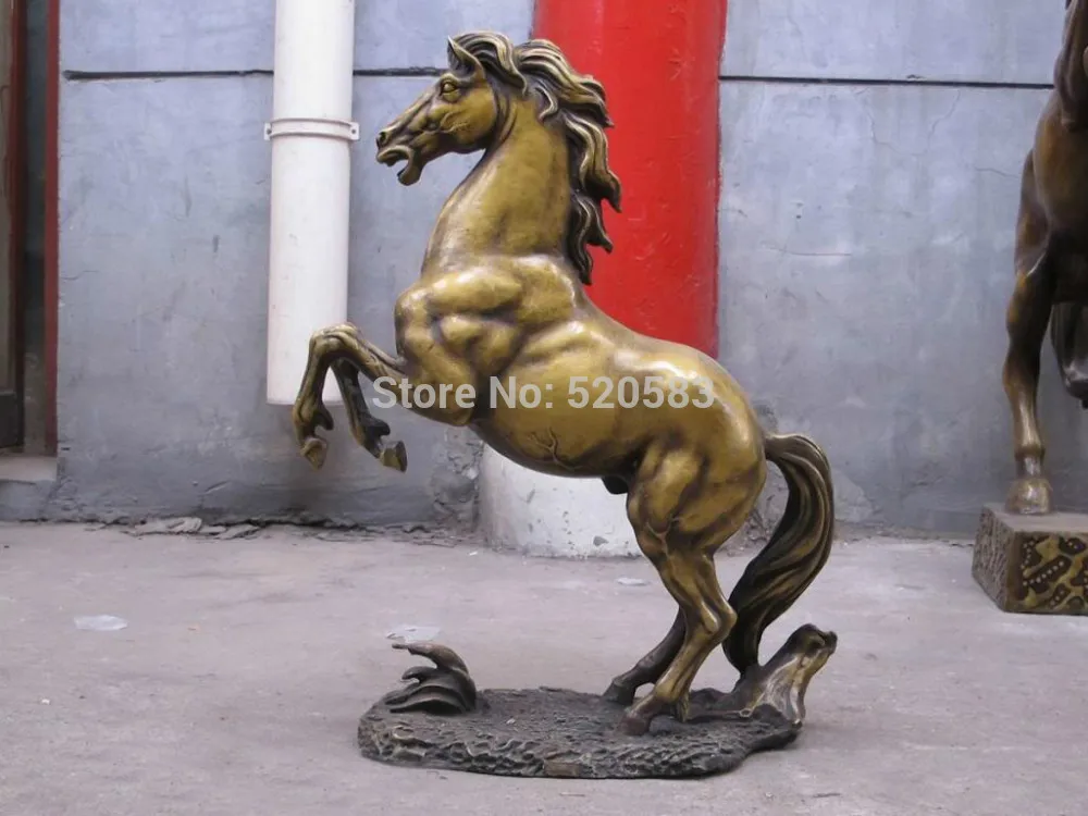 

21"Tibet Sino Bronze gilt as quick as a flash Flying horse stepped grass statue