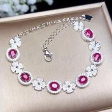 Натуральный рубин браслет цепочка натуральный настоящий Рубин серебро 925 пробы 0.55ct* 6 шт драгоценный камень ювелирные изделия# BL18120601