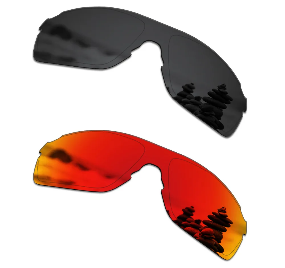 

SmartVLT 2 Pieces Polarized Sunglasses Replacement Lenses for Oakley EVZero Pitch Stealth Black and Fire Red