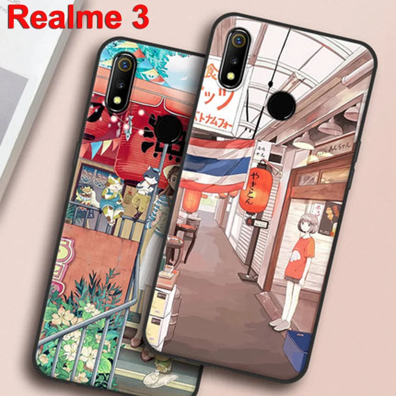 For OPPO Realme 3 Case girl flower soft silicone TPU phone Case For OPPO Realme3 Protective cases Realme 3 6.2