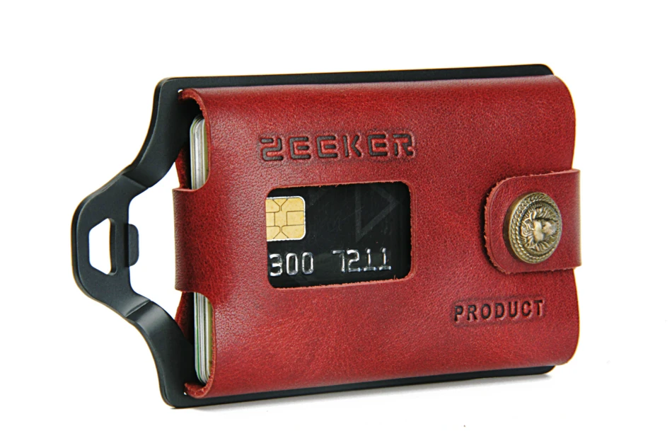 ZEEKER Металл Rfid Блокировка Карты ID держатель кредитных карт кошельки Кожаный минималистичный кошелек передний карман кошелек-хаки