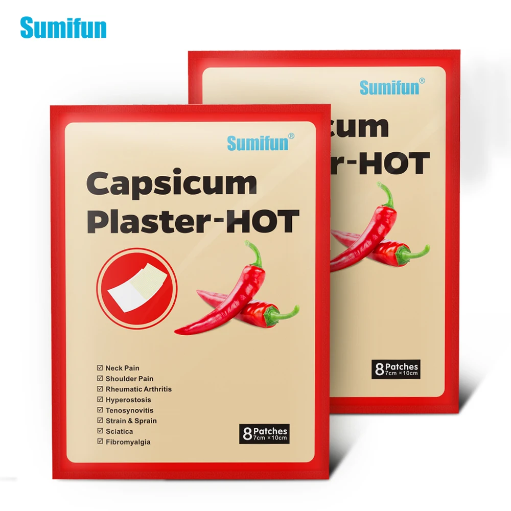 Sumifun 16Pcs/2Bags Pain Relief Capsicum Plaster Hot Neck Back Muscle