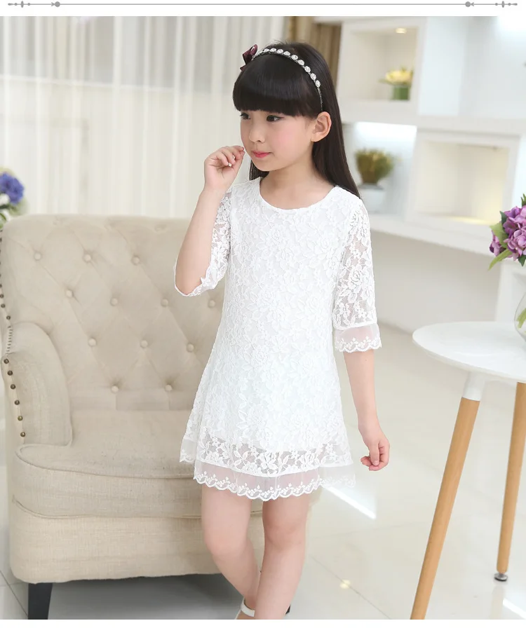 Vestido de Renda Vestido de Princesa Anos de Idade do Bebê Roupas de Menina Crianças 2018 Novo Verão Outono Tamanho Grande Branco Meninas 3 4 6 8 10 12 14 16 18 26 girls clothes