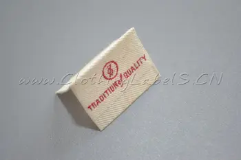 

Customized garment woven labels/ clothing labels for shirts, shoes, bags, offwhite background with red color weaving., low MOQ.
