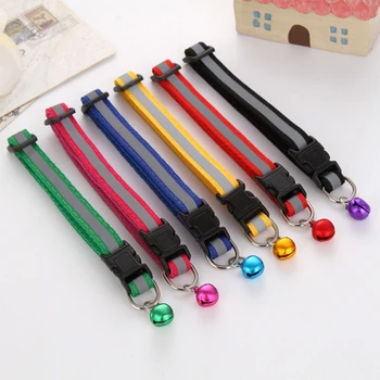 

Sale Cute Dog Collar Buckle Bell Strap Adjustable strap Night Glossy Reflective Safety Pet Collar