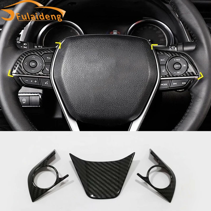3pcs For Toyota Corolla Hatchback 2019 ABS Carbon fiber Chrome red Steering Wheel Decoration Cover Trim Car Styling Accessories |