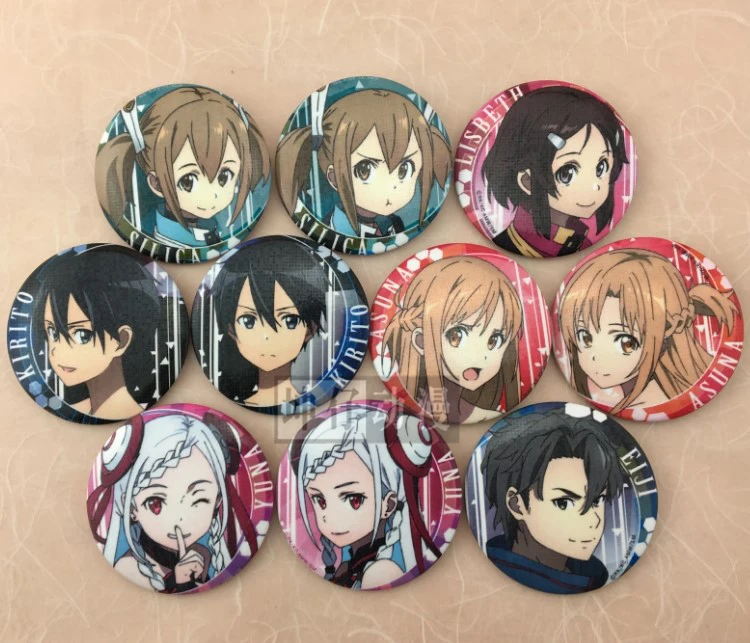 

Sword Art Online Anime Kirito Asuna Yuuki Yuna Silica Metal Badge