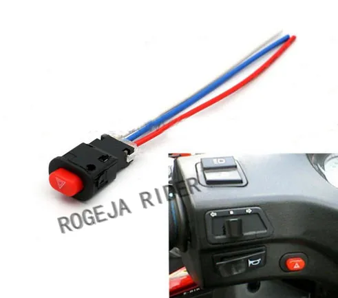

1 Pcs Motor Black Red Push Button 3 Wired Double Flash Light Switch Buttons Motorcycle Turn Hazard Light Switches