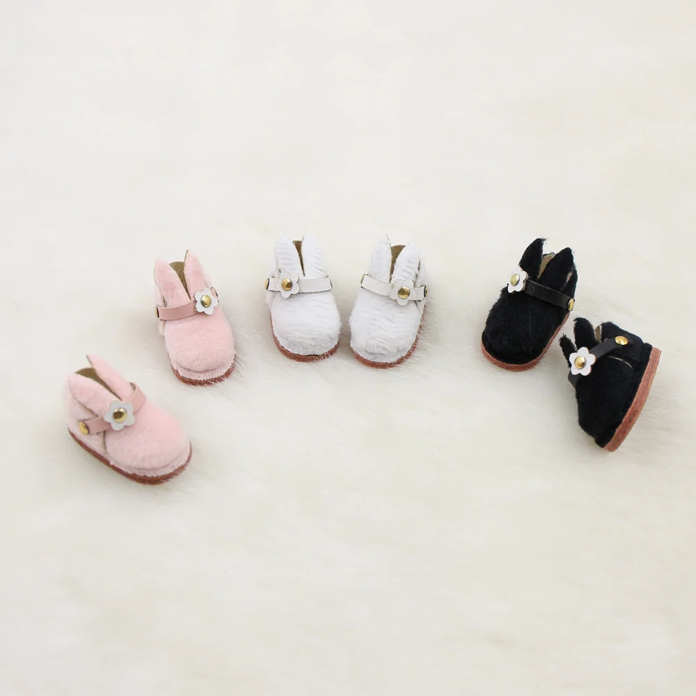 

Shoes for 1/6 Blyth doll cute rabbit plush shoes 3.3cm in 3 colors suitable for joint body Free shipping