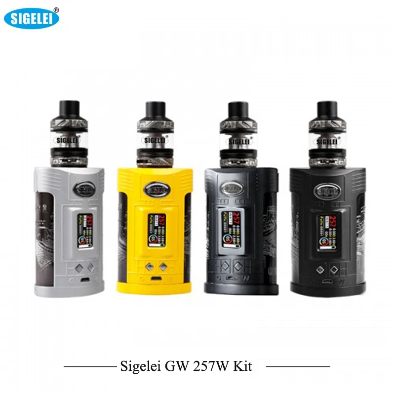 

Original 257W Sigelei GW 20700 TC Kit with Sigelei GW MOD 257W with F Tank 4.5ml 1.0-inch TFT Color Screen No Battery E-cig Kit