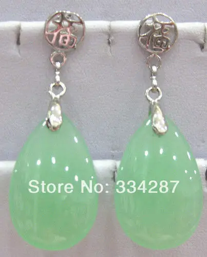 

lady's green. agate tear drop bless happiness earrings