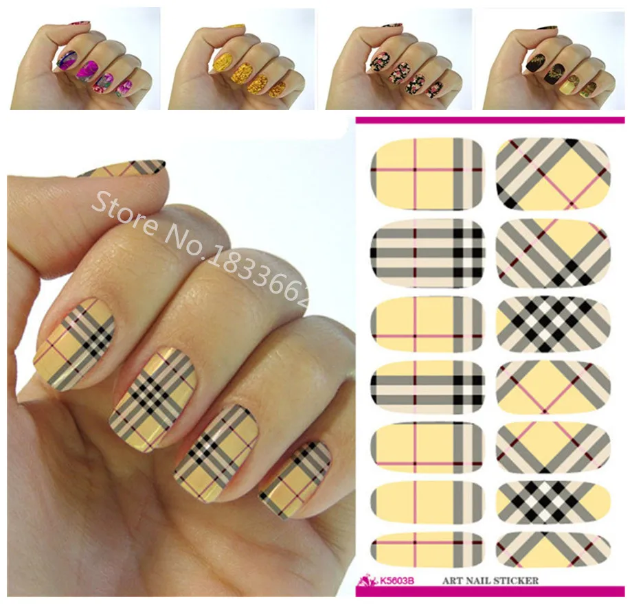 

K603 New fashion water transfer foil nail stickers all kinds of nail art design patterns fashion decorative decal