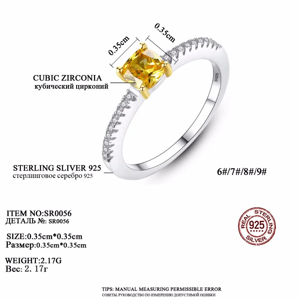 CZCITY желтый кубический цирконий проложили роскошный дизайнер стерлингового серебра 925 Обручальное кольцо для женщин женское серебряное кольцо G