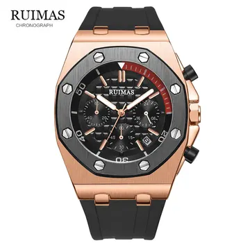 

RUIMAS Brand New Rose Men Watch Men Luxury Quartz Watch 3ATM Water Resistant Quartz Wrist Original Men 's Watches for Big Wrists