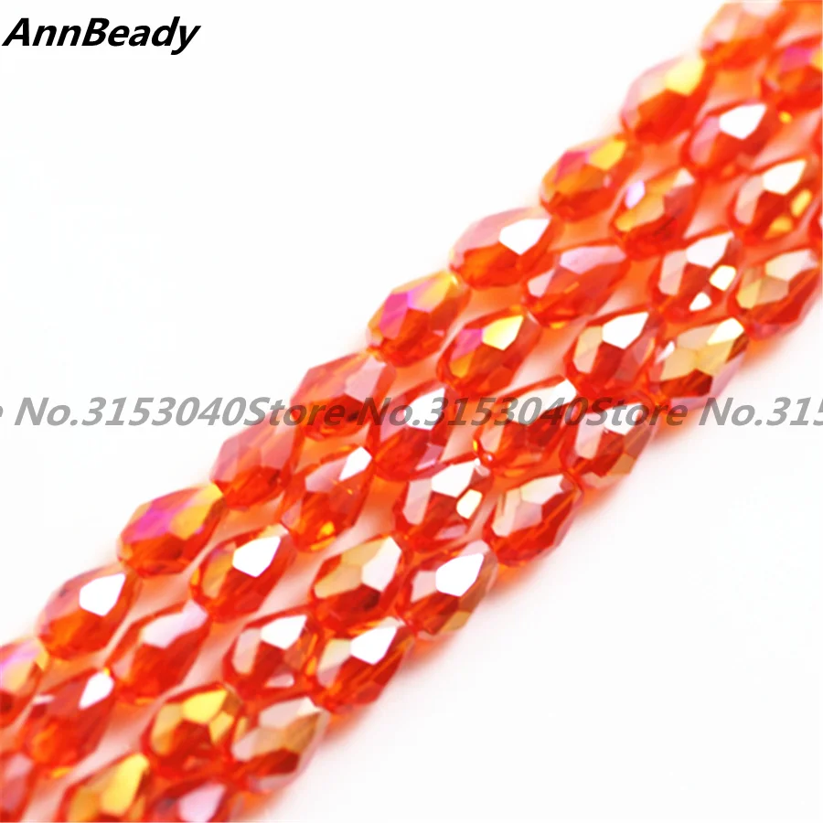 70pcs Orange AB Color 4*6mm Teardrop shape Loose Austria Crystal Beads