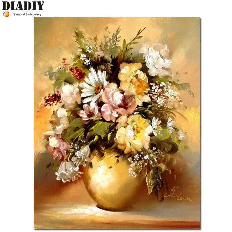 

5D Diamond Embroidery flower painting DIY Diamond Painting Cross Stitch round Drill Needlework Mosaic Decor Paintings