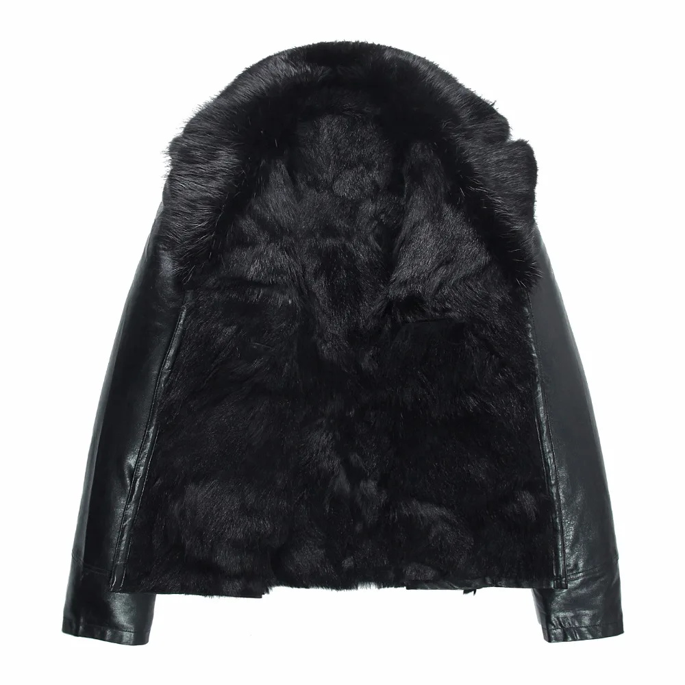 Мужская кожаная куртка из натуральной овечьей шерсти, мужская куртка с толстым воротником из меха енота, Jaqueta Couro Masculino размера плюс 980