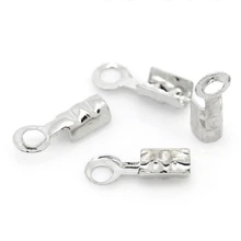 DoreenBeads Ювелирных Изделий Меди Ожерелье Шнура Конец Советы Конец Бисер Серебряный Тон фурнитура для украшений 2 мм(1/") x 7 мм(2/8"), отверстия: 1 мм 40 Шт