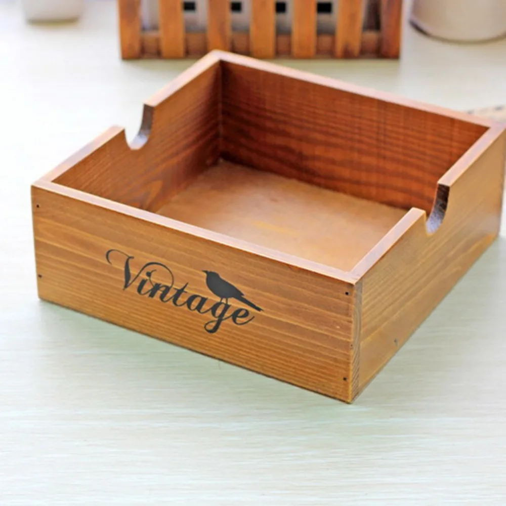 Новое поступление, старая деревянная коробка с птичьим узором, домашняя корзина для мелочей, прочная коробка для хранения для домашней кухни, Прямая поставка