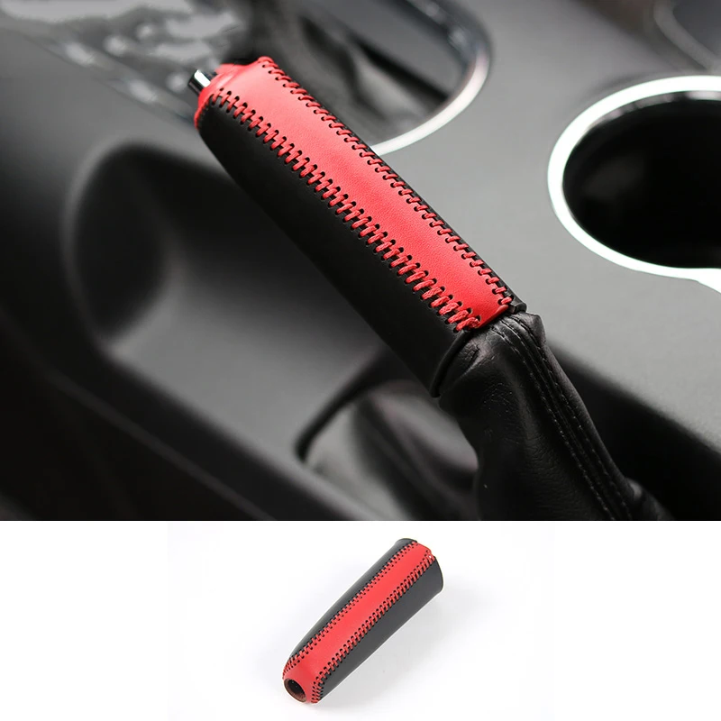 Leather Car hand brake Decorative Cover for Ford mustang 2015-2017 Black