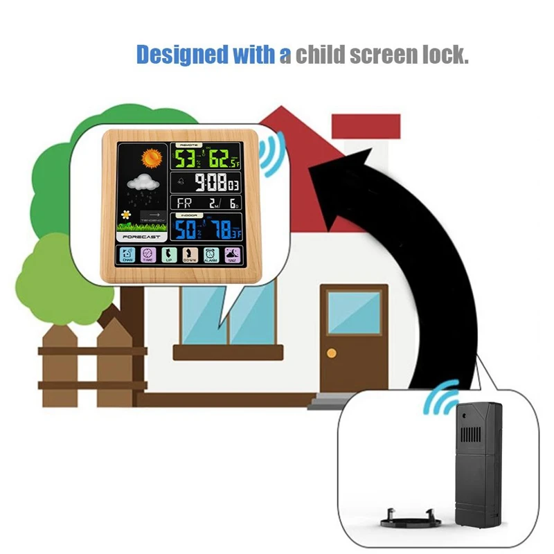 Беспроводная метеостанция, цветная метеостанция, цифровой Крытый Открытый термометр с дистанционным датчиком, монитор влажности, бар