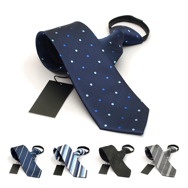 Fashion 7cm Zipper Ties For Men Silk Casual Lazy Necktie Designer Brand